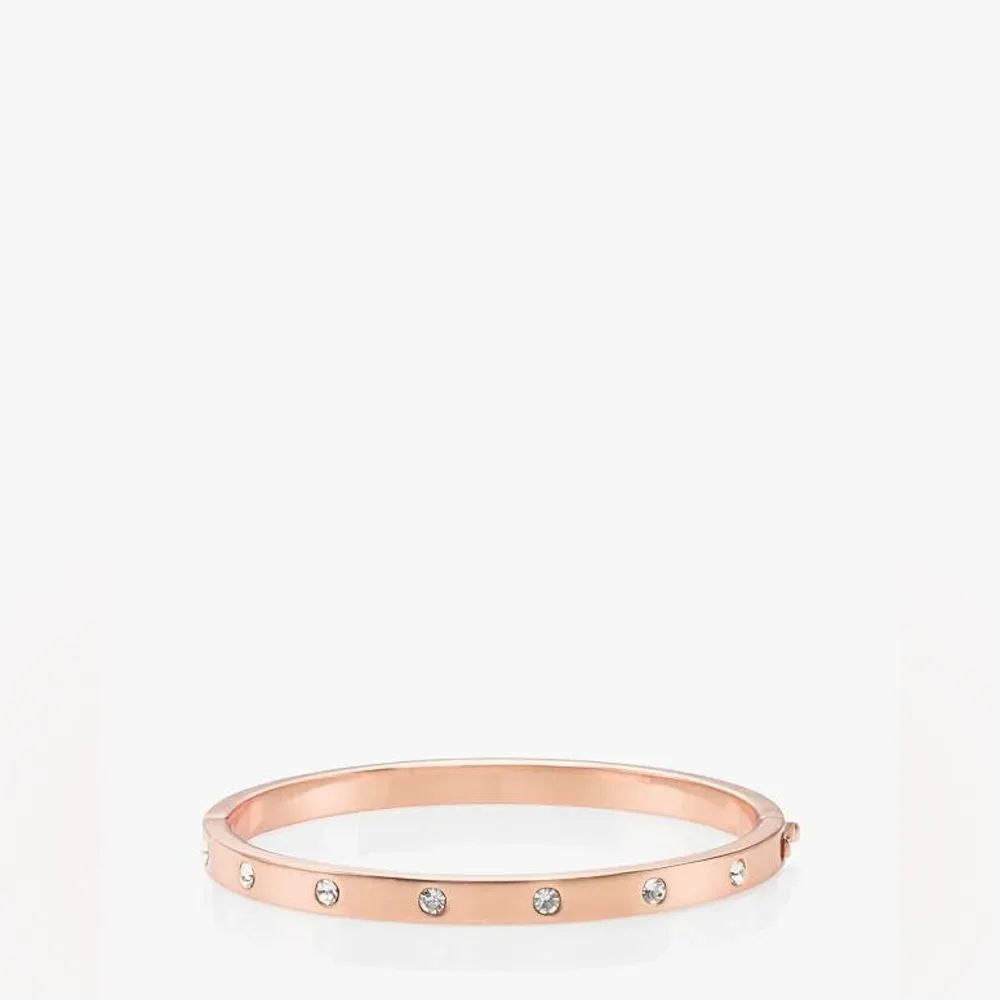 New kate spade Set in Stone Hinged Rose Gold Bangle New MSRP $68
